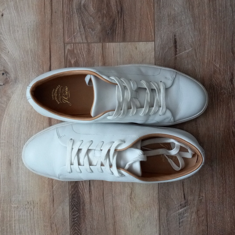 JCrew J Crew Men's Court Sneakers White Leather Size 11 EUC